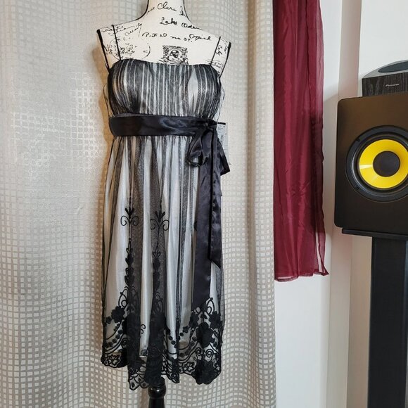 NWT S.L. Fashions Mesh Lace Border Cocktail Dress - Size 12 - Picture 15 of 15